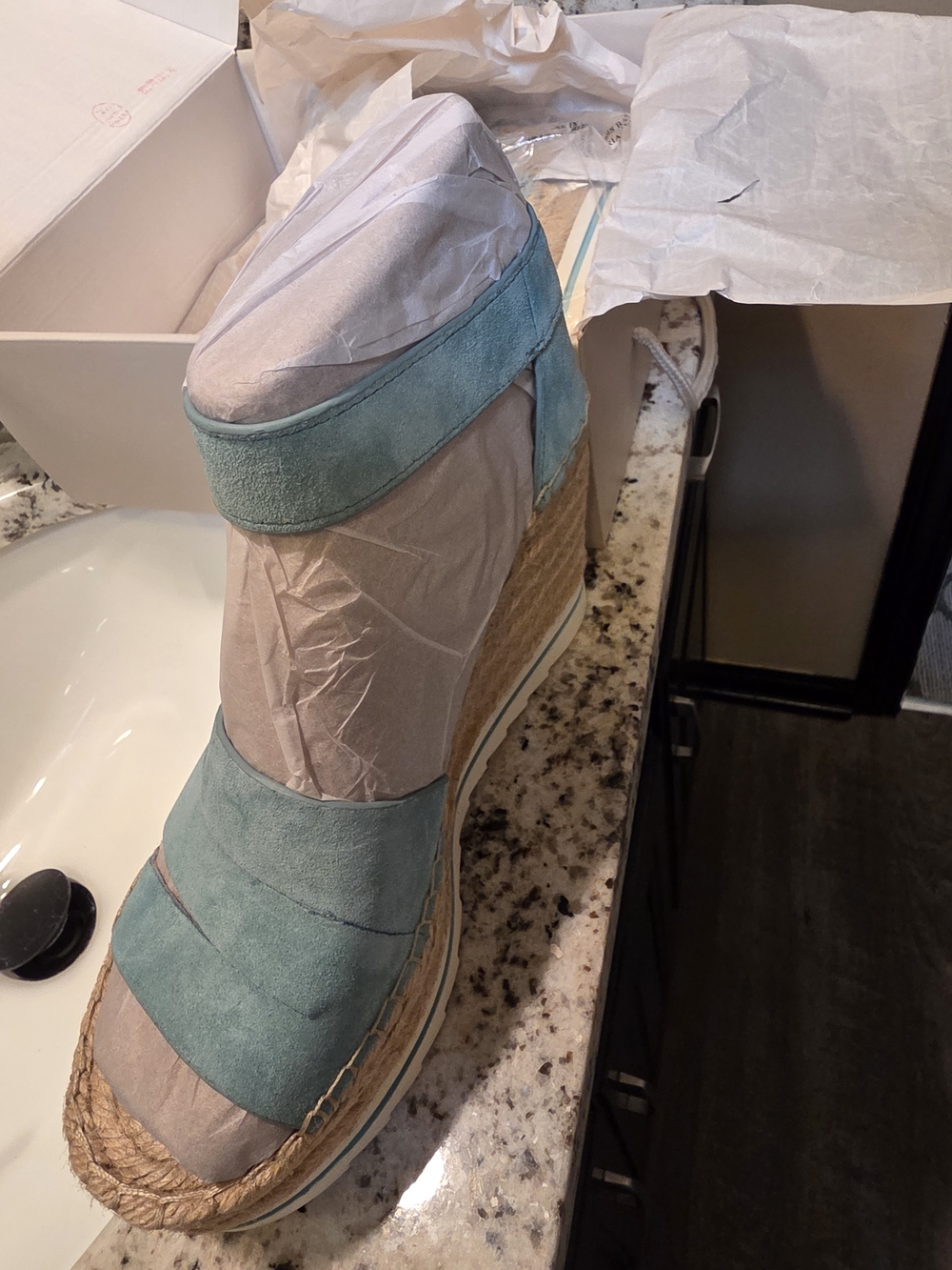 Marc Fisher Teal Suede Wedge Espadrille